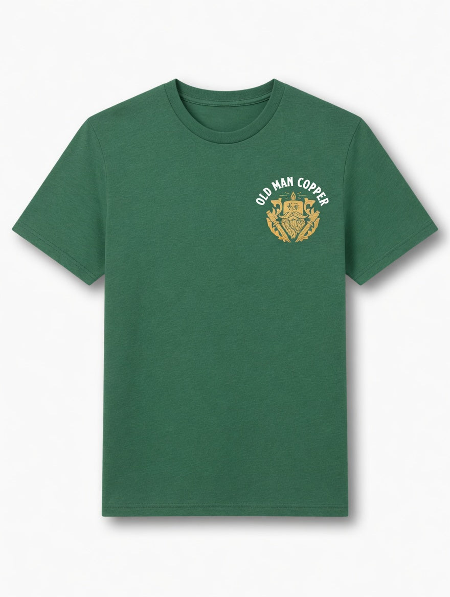 Old Man Copper Short Sleeve T-Shirt Mountain Pine Forest Green