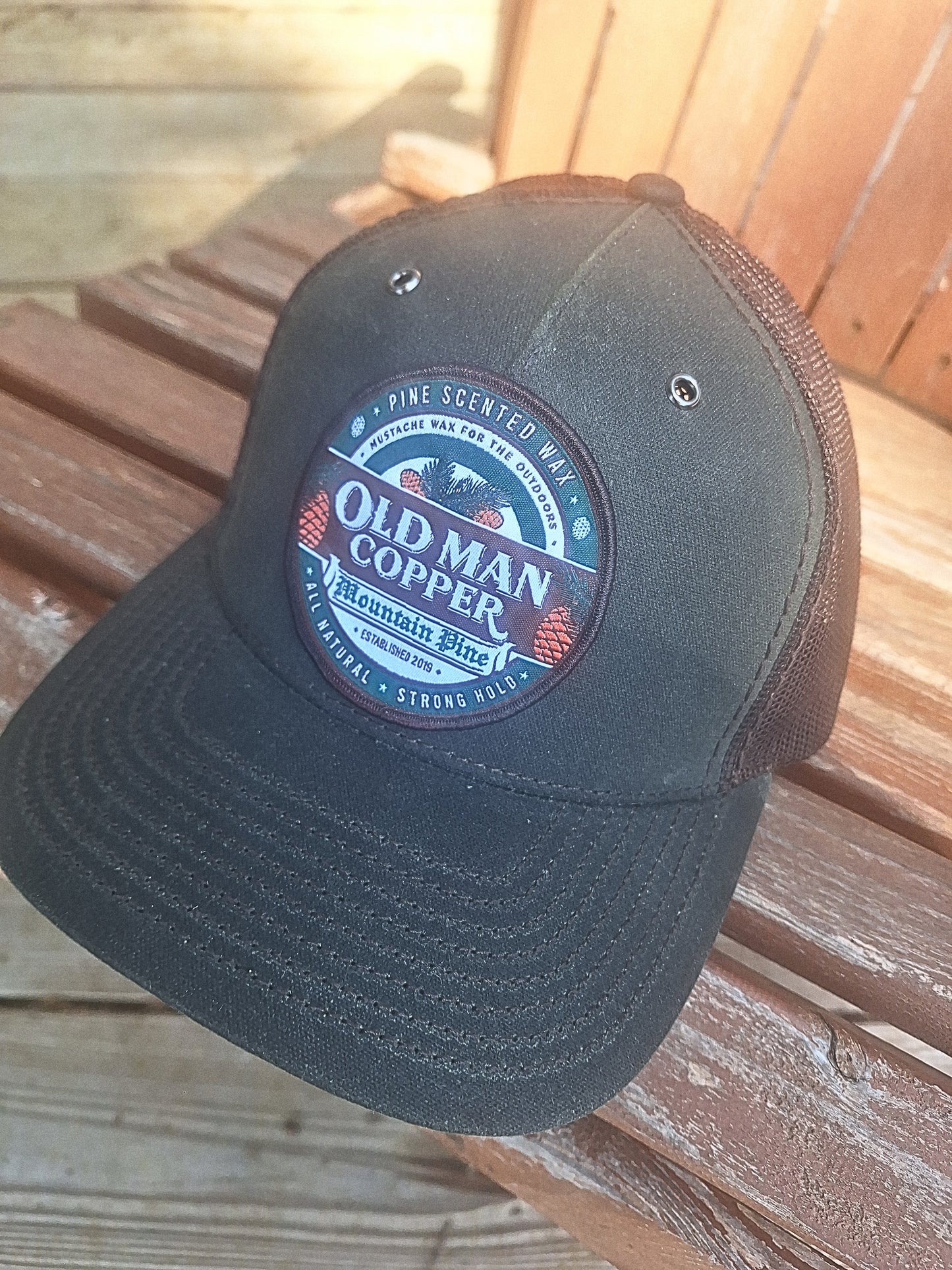 Old Man Copper Dark Olive/Coffee Mountain Pine Patch Hat